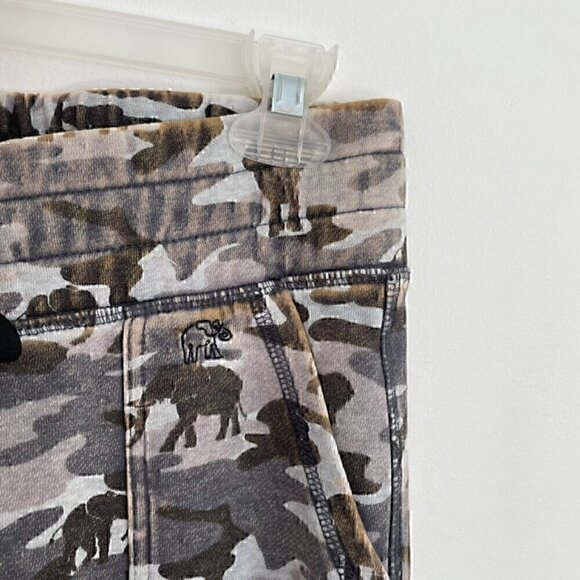 IVORY ELLA Camo Slim Fit Jogger Pants Gray Olive Distressed Pull On Drawstring - Picture 7 of 14